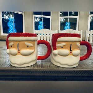 Santa Claus Ceramic Mug Set - Festive Holiday Santa Mugs (NWT)